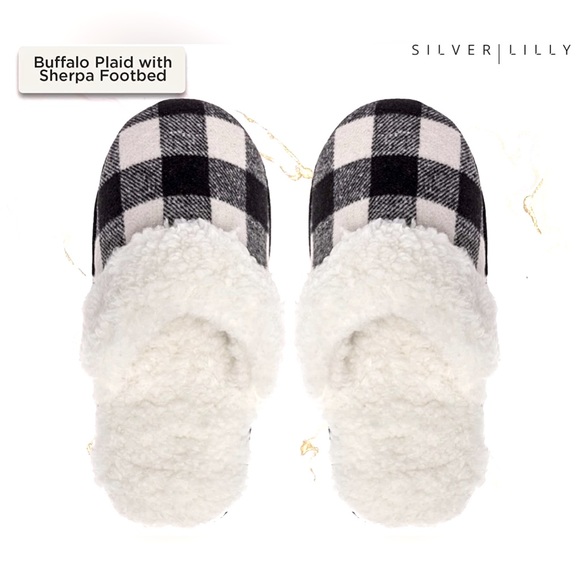 Fuzzy Buffalo Plaid Slippers - Picture 5 of 7